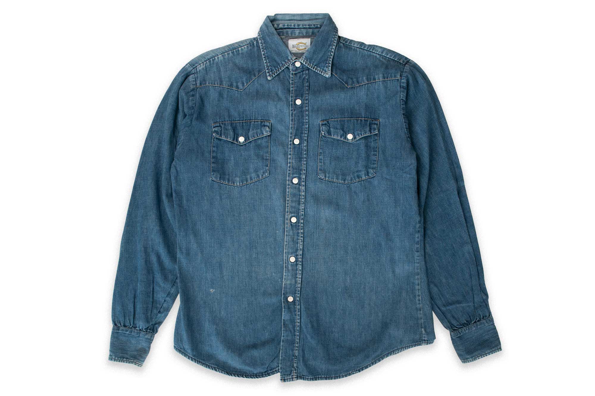 600 Vintage Denim Western Shirt - Size L - Bar C - 1960's