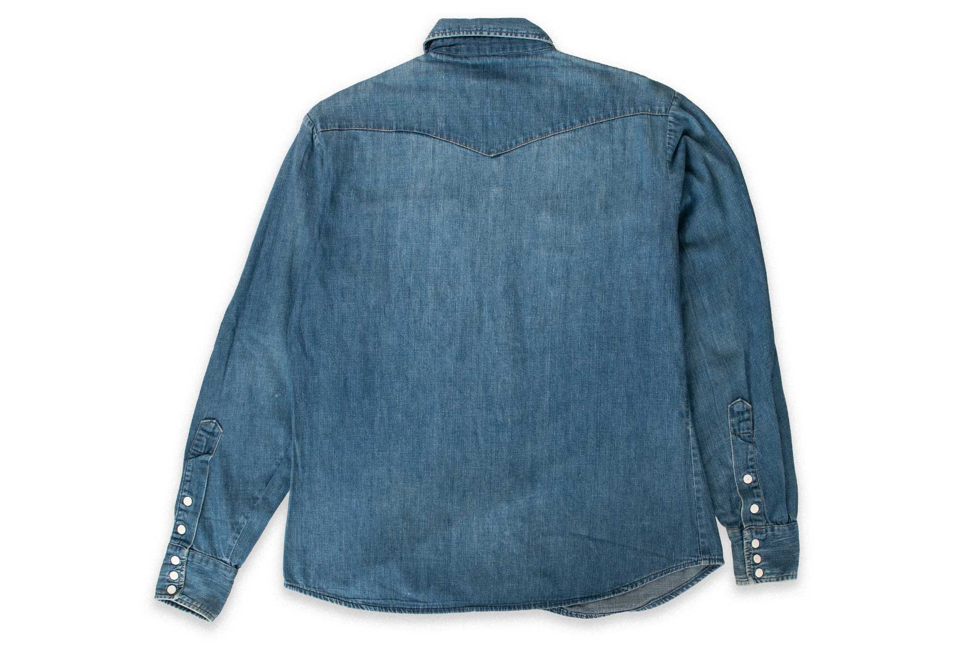 600 Vintage Denim Western Shirt - Size L - Bar C - 1960's