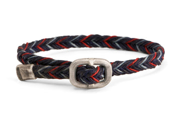 #144 - Men’s bracelet Canvas Sterling Silver blue red lightblue - 877 Workshop