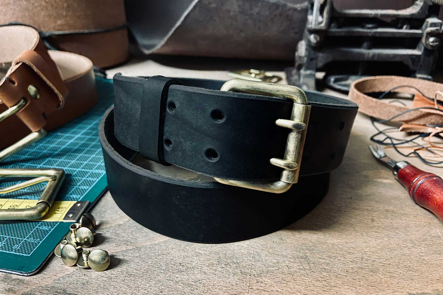 #238 - Men's leather belt Workshop black - 877 Workshop