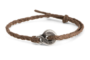 #134 - Men’s bracelet Canvas Sterling Silver Double Hook brown - 877 Workshop