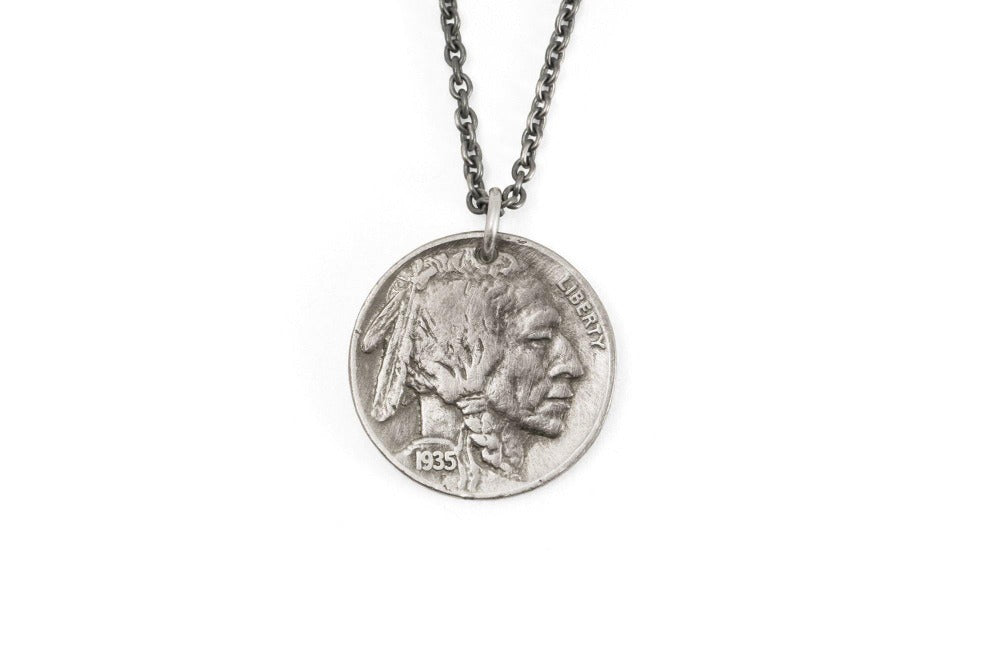 Buffalo head store nickel necklace