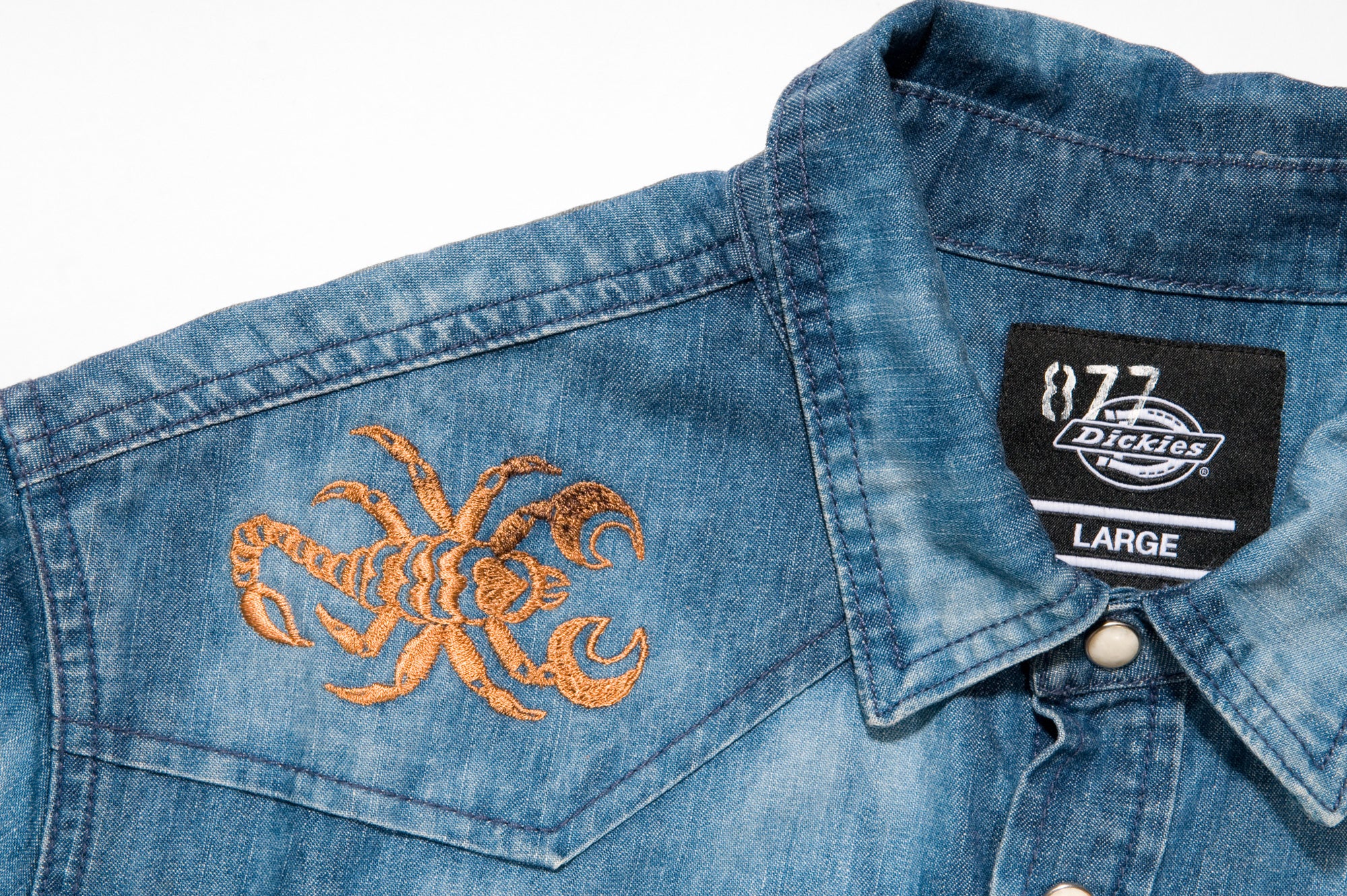 193 - Men's denim shirt with embroidery “Scorpio“ – one of one