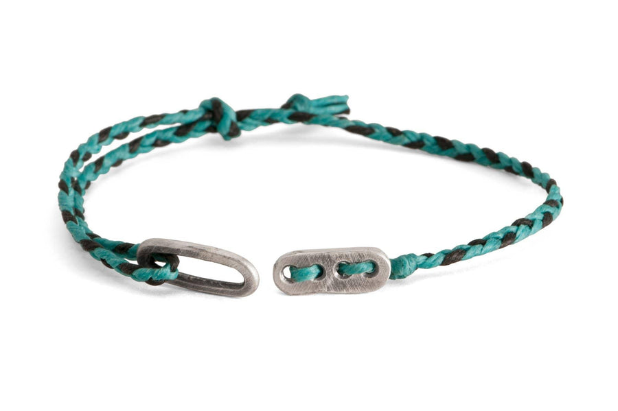 #124 - Men’s bracelet Canvas Sterling Silver toggle turquoise black - 877 Workshop