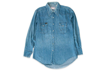 #600 Vintage Denim Western Shirt - Size L - Wrangler - 1960’s (#07)