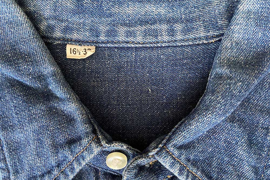 #600 Vintage Denim Western Shirt - Size L - unbranded Sawtooth - 1960’s (#10)