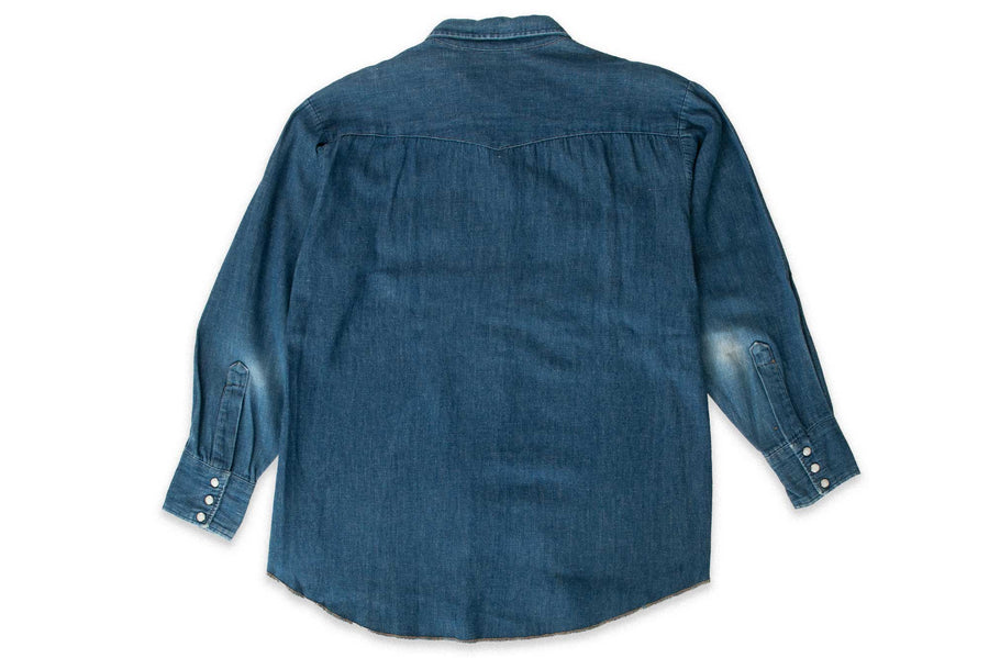 #600 Vintage Denim Western Shirt - Size L - unbranded Sawtooth - 1960’s (#10)