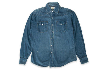 #600 Vintage Denim Western Shirt - Size L - Bar C - 1960’s (#13)