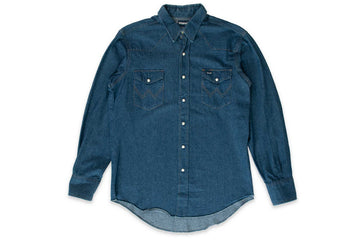 #600 Vintage Denim Western Shirt - Size L - Wrangler - 1970’s (#14)