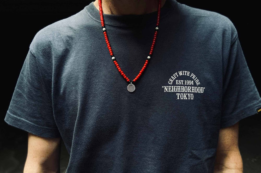 #100 - Necklace Amulet with japanese beads
