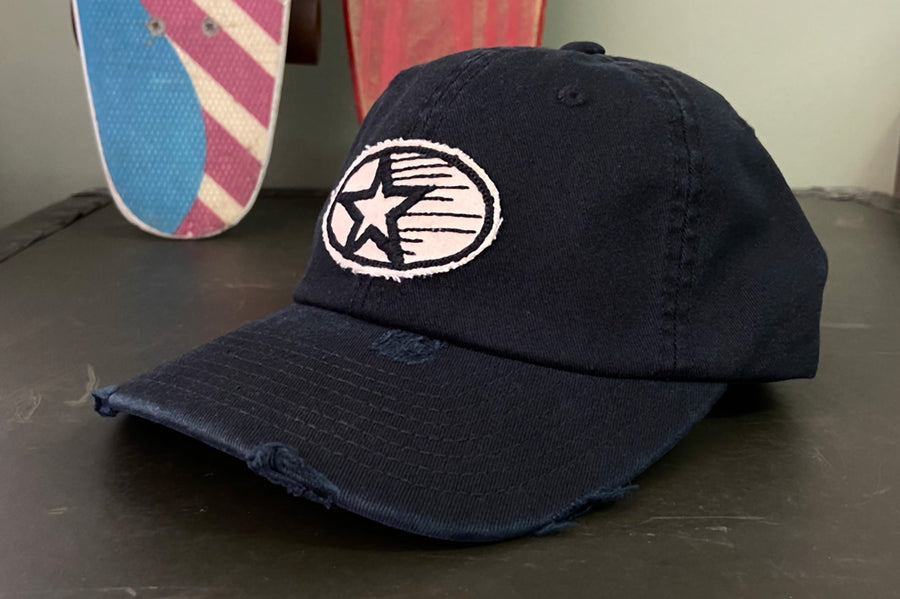 #213 - Basecap Dad Cap Star black distressed
