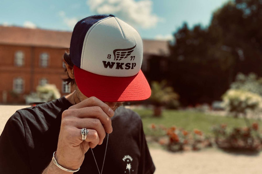 #239 - Basecap Foam Trucker Wing red blue white