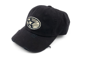 #203 - Basecap Dad Cap Star black distressed