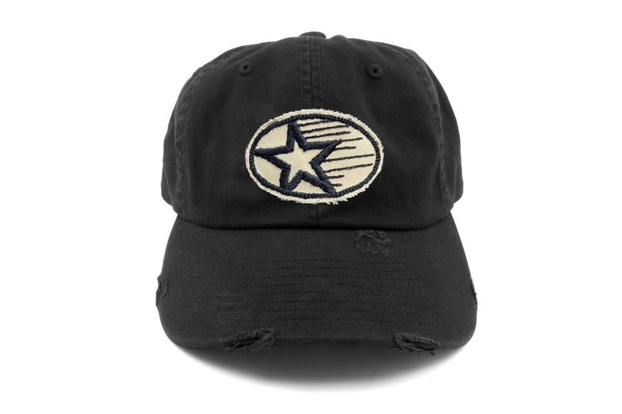 #213 - Basecap Dad Cap Star black distressed