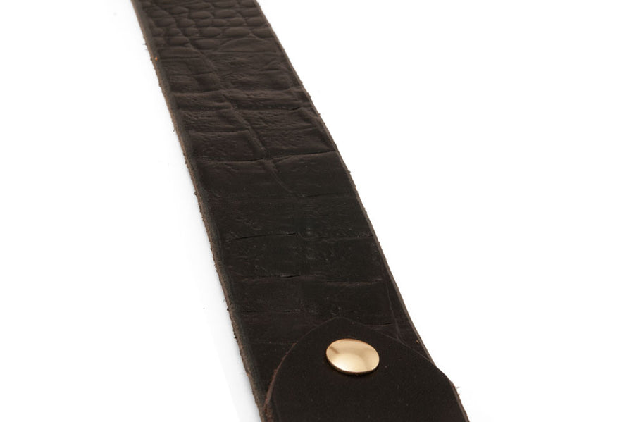 #258 - Men's leather belt Army black Crocodile-embossed