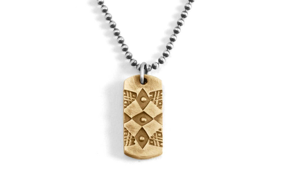 #103 - Necklace ID Tag graphic pattern - GOLD
