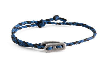 #125 - Men’s bracelet Canvas Sterling Silver toggle blue black - 877 Workshop