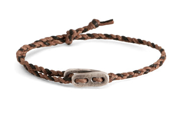 #127 - Men’s bracelet Canvas Sterling Silver toggle brown black - 877 Workshop