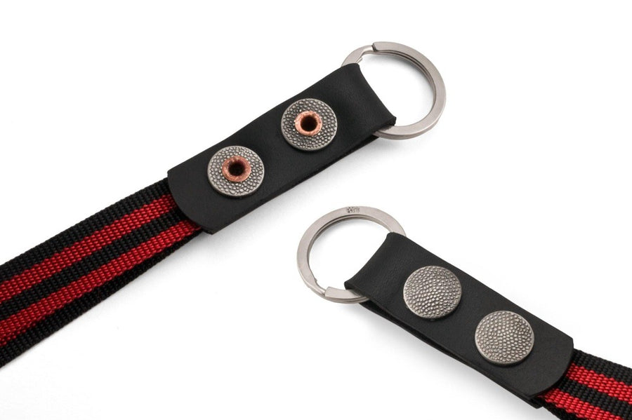 #121 - Lanyard black leather Nato red black stripes - 877 Workshop