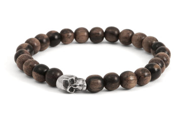 #165 - Men’s beaded bracelet Sterling Silver Skull tigerwood - 877 Workshop