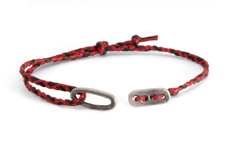 #128 - Men’s bracelet Canvas Sterling Silver toggle red black - 877 Workshop