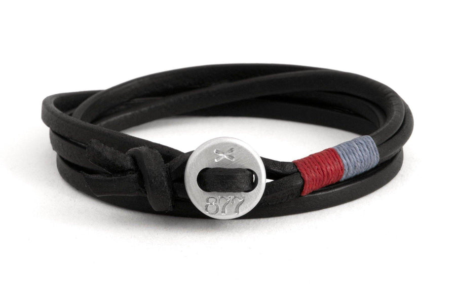 #170 - Men’s bracelet button black leather red lightblue - 877 Workshop