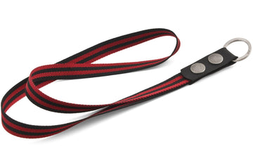 #121 - Lanyard black leather Nato red black stripes - 877 Workshop