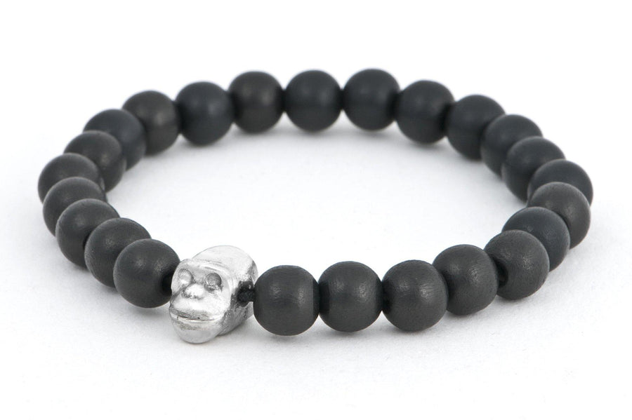 #160 - Men’s beaded bracelet Sterling Silver monkey black - 877 Workshop