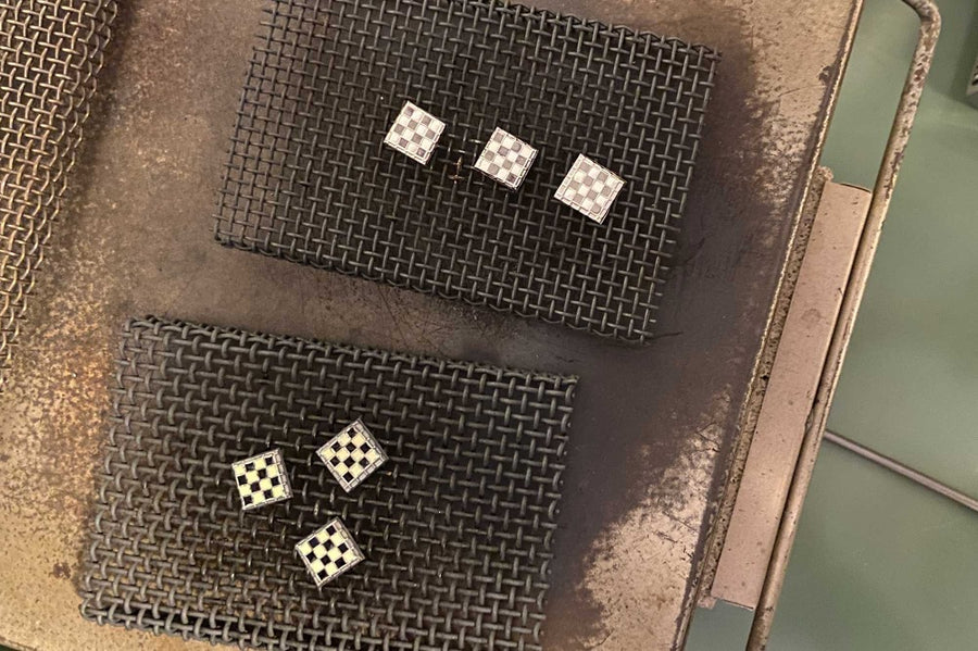 #034 - Signet Ring Enamel Checkerboard