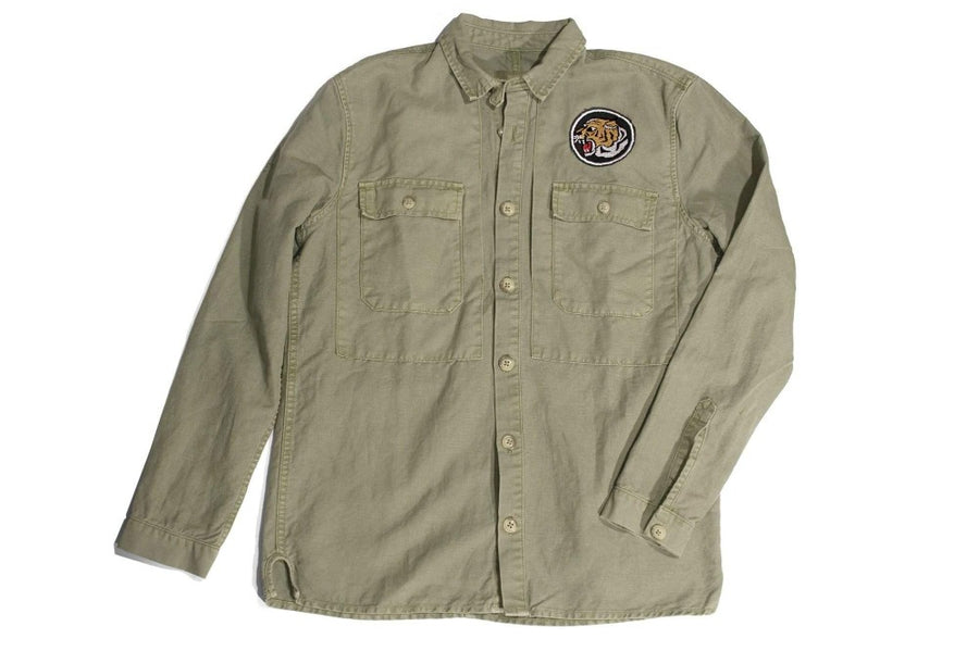 #110 - Men's military shirt with embroidery “So. Cal Surf Club“ – one of one - 877 Workshop