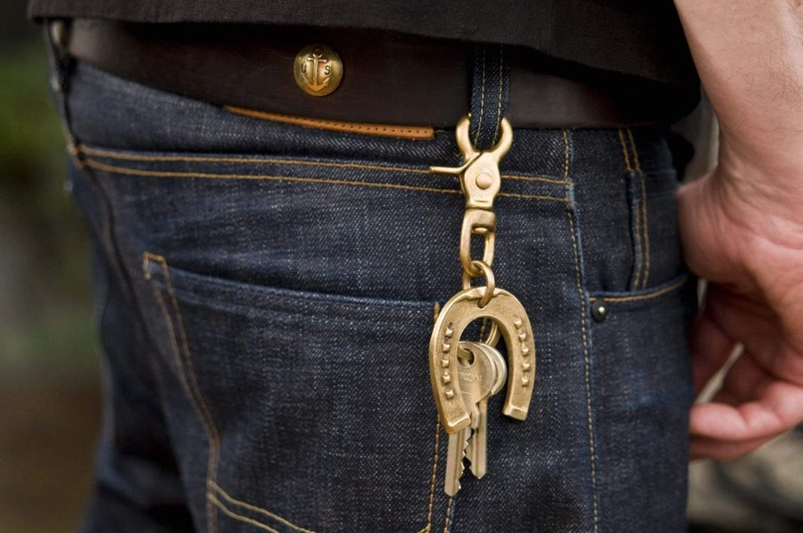 Buttonworks horseshoe brass key ring sales