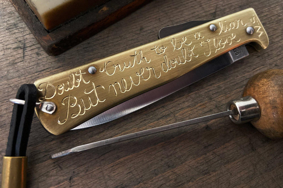 #092 - OTTER x 877 Workshop – hand engraved Mercator Knife - 877 Workshop