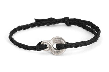 #133 - Men’s bracelet Canvas Sterling Silver Double Hook black - 877 Workshop