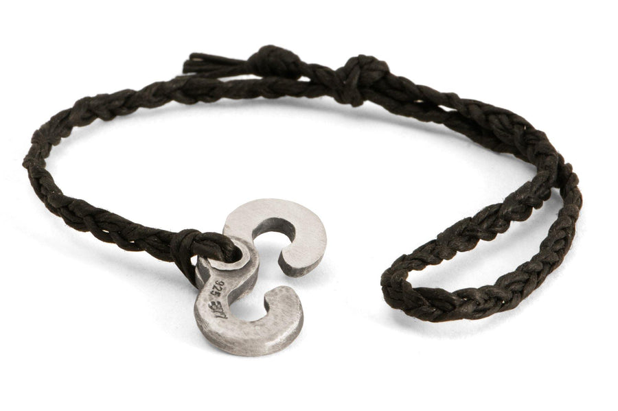 #133 - Men’s bracelet Canvas Sterling Silver Double Hook black - 877 Workshop