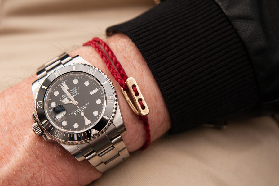 #142 - Men’s bracelet Canvas Toggle red - GOLD