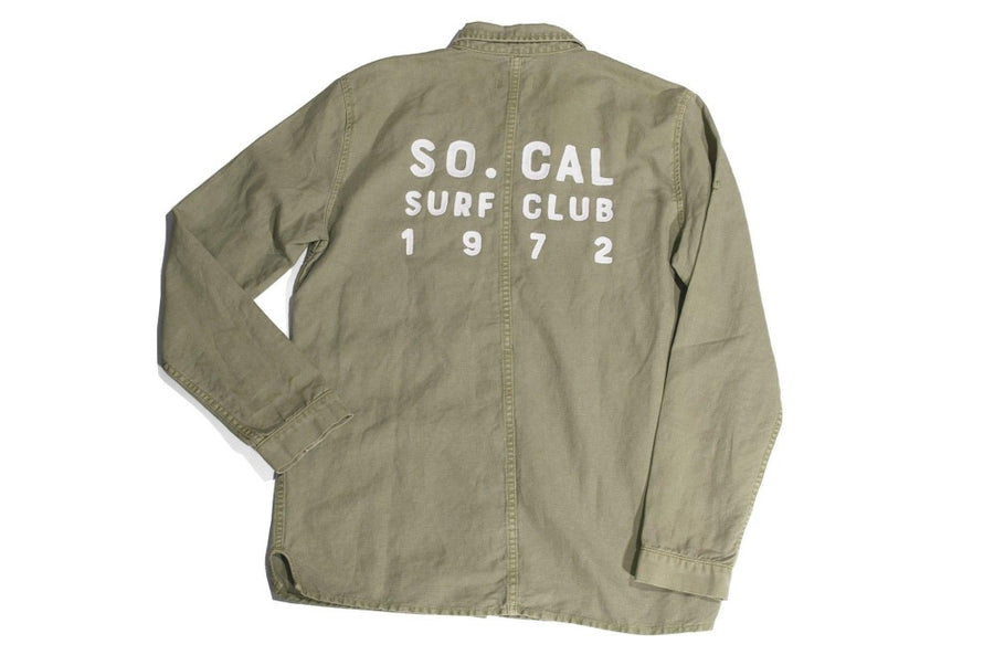 #110 - Men's military shirt with embroidery “So. Cal Surf Club“ – one of one - 877 Workshop