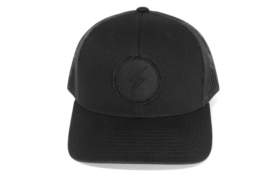 #208 - Basecap Trucker Cap All Black Lightning Bolt - 877 Workshop