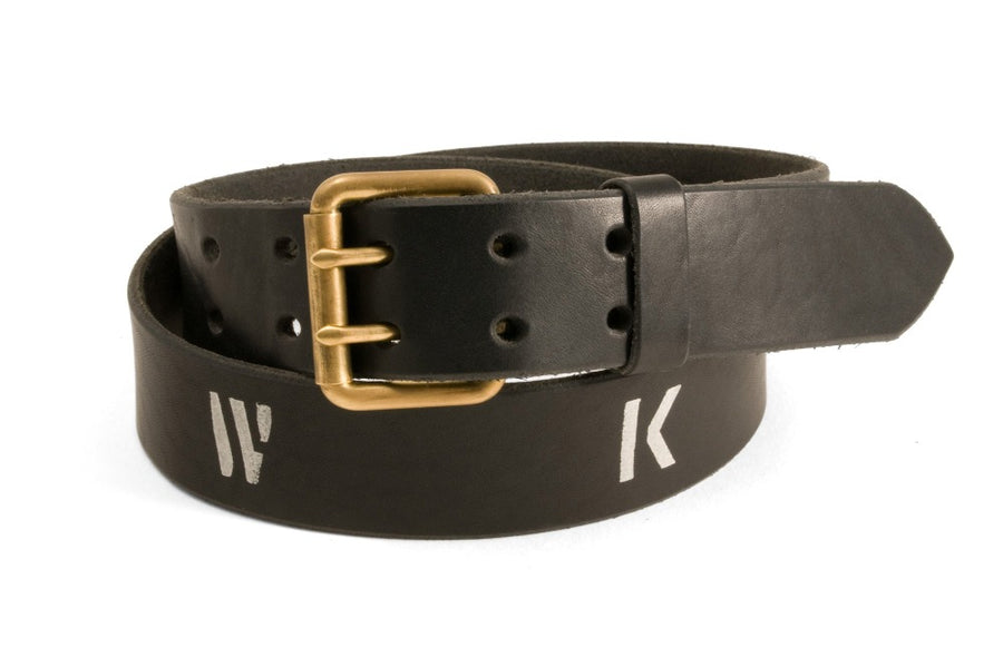 #242 - Men's leather belt 877 WKSP Stencil black - 877 Workshop