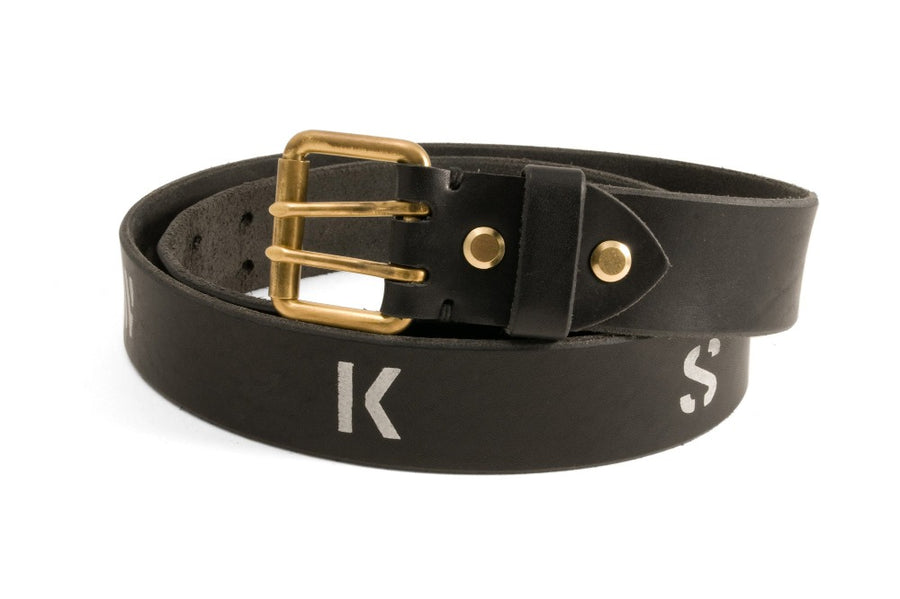 #242 - Men's leather belt 877 WKSP Stencil black - 877 Workshop