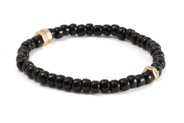#163 - Men’s beaded Nut bracelet black - GOLD - 877 Workshop
