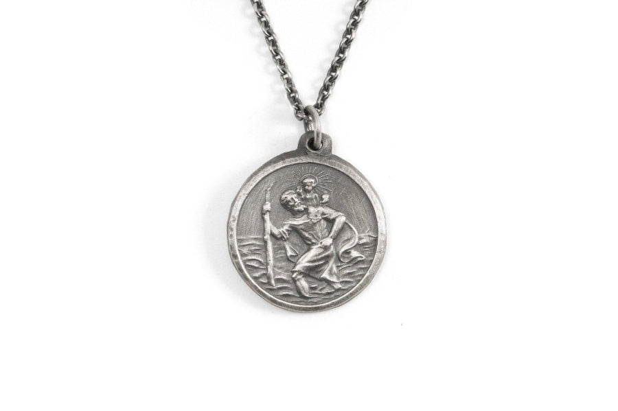 #049 - Necklace St. Christopher - round large - 877 Workshop