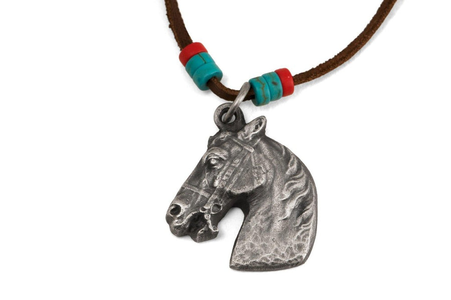 #046 - Necklace Horse with leather cord - 877 Workshop