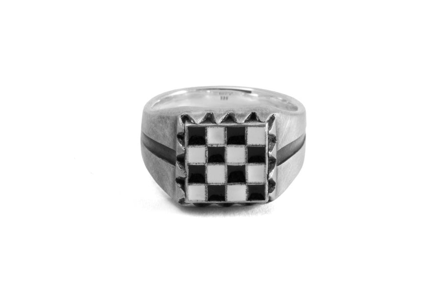 #034 - Signet Ring Enamel Checkerboard