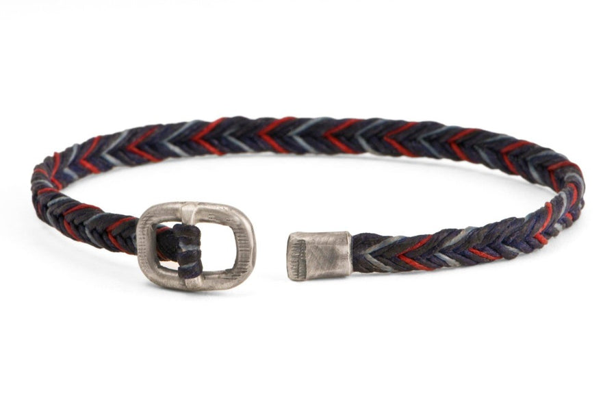 #144 - Men’s bracelet Canvas Sterling Silver blue red lightblue - 877 Workshop