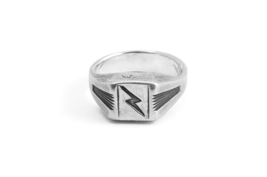 #015 - Signet Ring Lightning Bolt - 877 Workshop