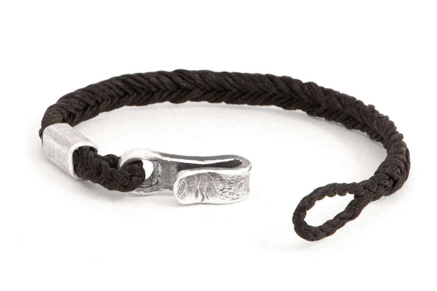#142 - Men’s bracelet Canvas Sterling Silver black - 877 Workshop