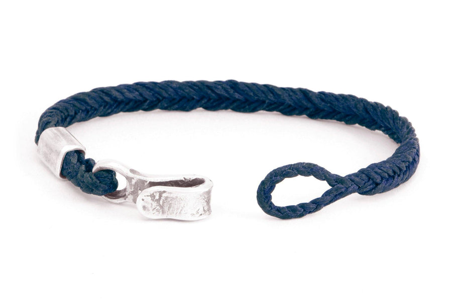 #141 - Men’s bracelet Canvas Sterling Silver blue - 877 Workshop